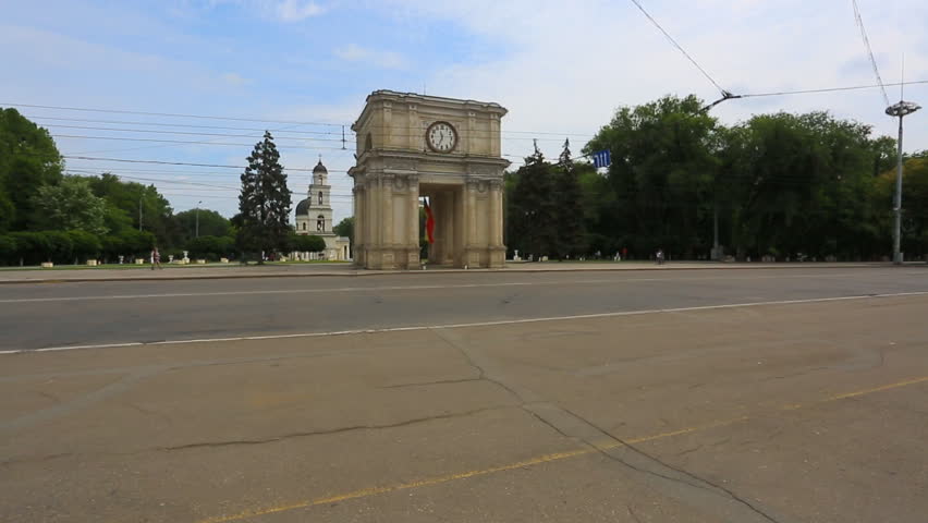 Panoramic view of Great National Assembly Square,Republic of Moldova.