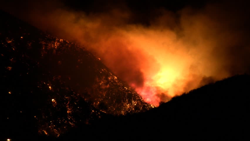 Raging Wildfire In Hills HD