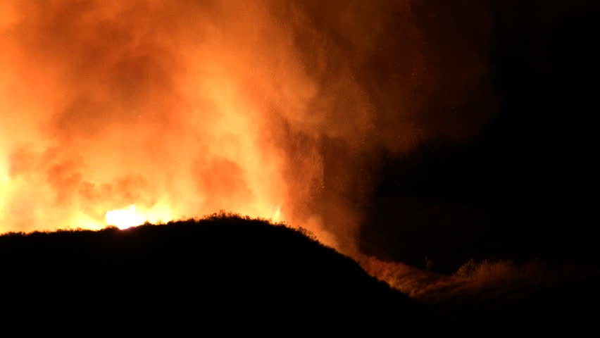 Raging Wildfire In Hills HD