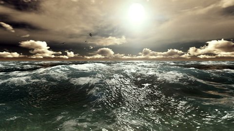 Rough Sea Loop 3d Big Waves Stock Footage Video (100% Royalty-free 