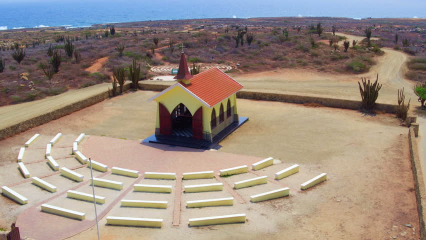 Aerial from the Alto Vista chapel on Aruba island in the Caribbean