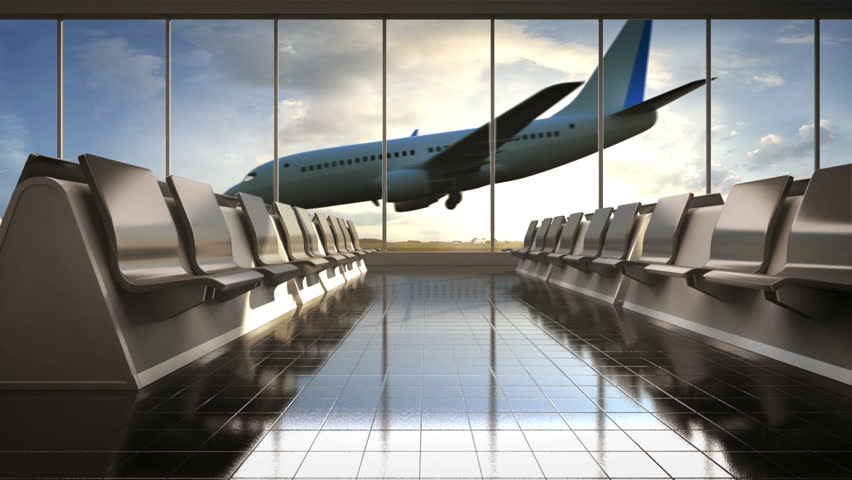 Arrival airplane in flight waiting hall. daytime. moving camera. | Shutterstock HD Video #17343760