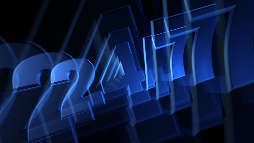 Blue Twenty Four Seven 24-7 3D Text Animation