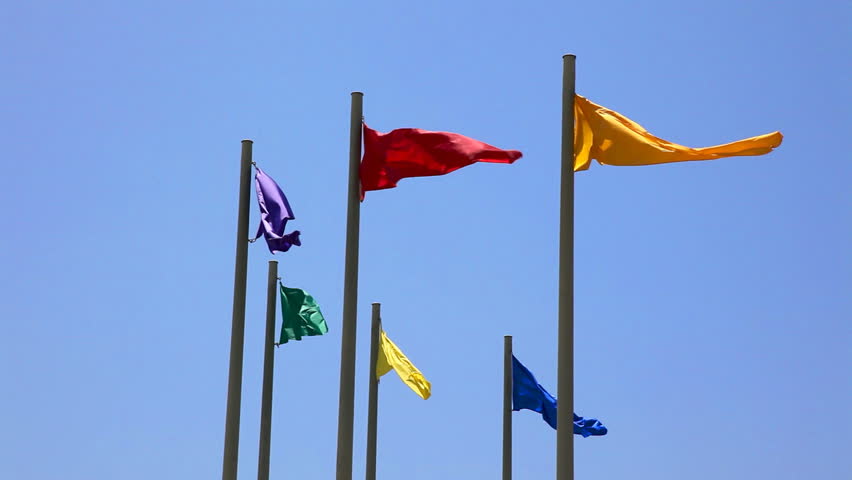 Colorful Flags and Perfect Blue Sky