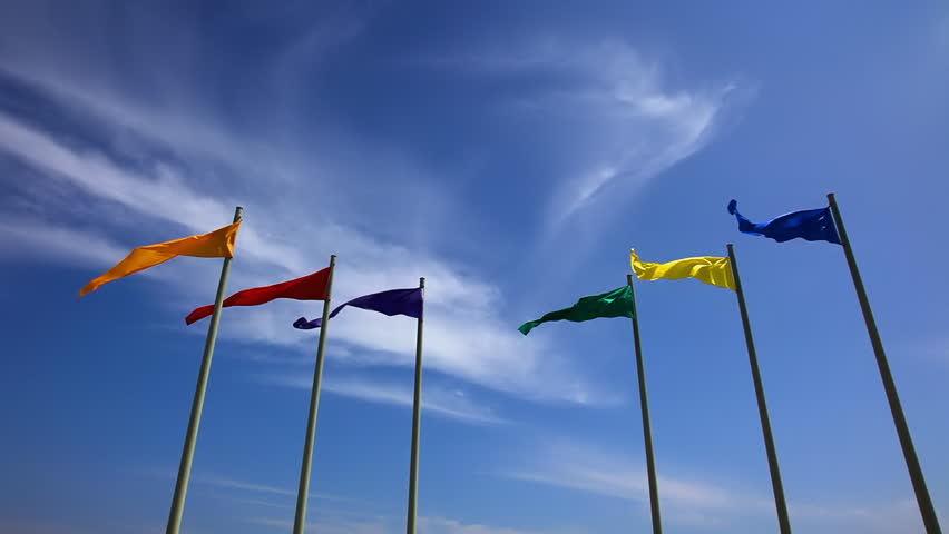 Colorful Flags and Perfect Blue Sky