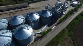 Grain elevator. Air video. Video from quad copter.