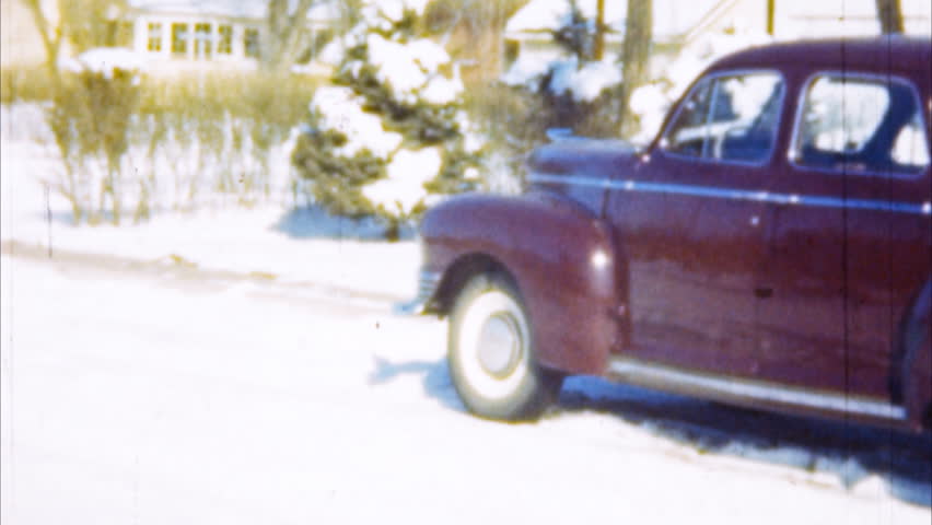 Old Car at House Archival 1950s