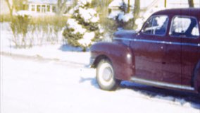 Old Car at House Archival 1950s