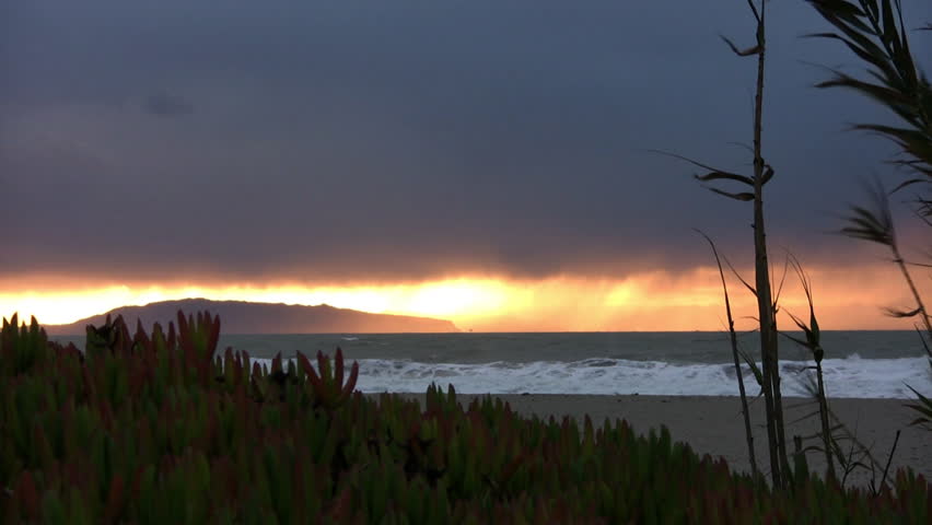 Beach Sunset Ocean and Island