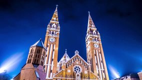 Timelapse of a misty winter sky moving over the dome of Szeged, Hungary.
