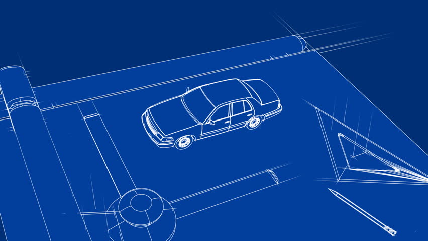 Blueprint Automobile on Drafting Board