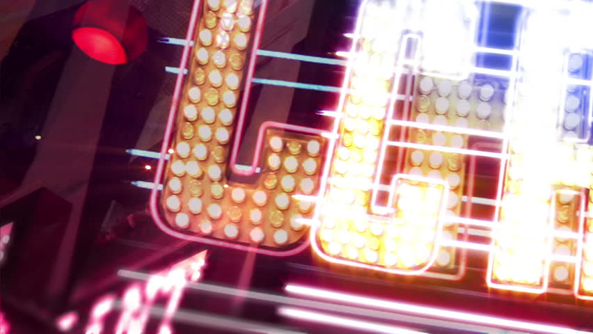 Casino Neon Sign with Flashing Light Bulbs