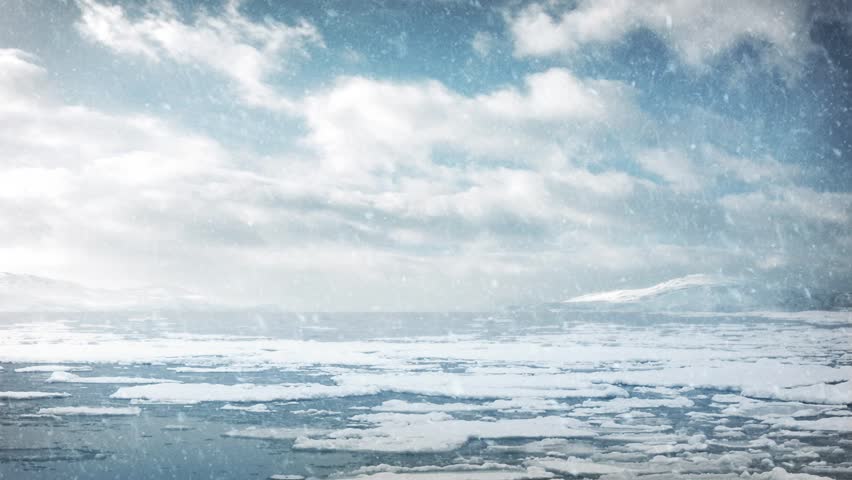 Snow Falling On Arctic Ocean