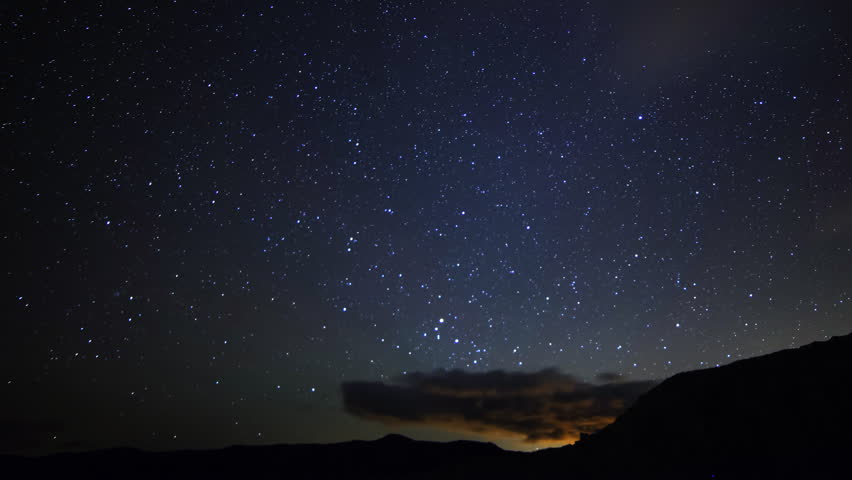 Astrophotography time lapse with pan right motion of Milky Way galaxy rising over desert landscape at Red Rock Canyon State Park in Mojave Desert, California