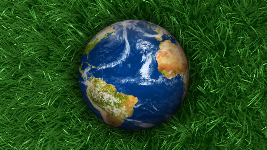 Earth on Grass Background 3D Animation