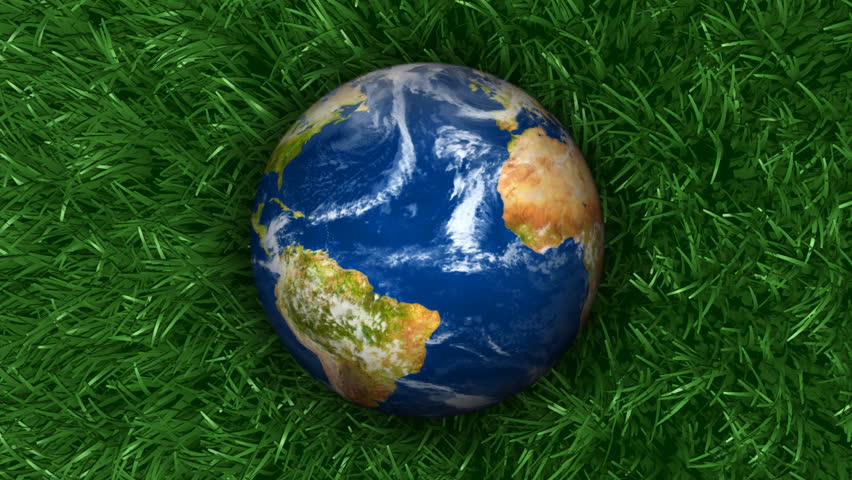 Earth on Grass Background 3D Animation