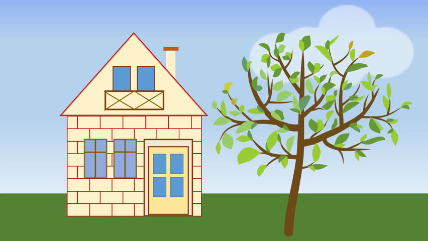 Little Family House Building. Animated Stock Footage Video (100%