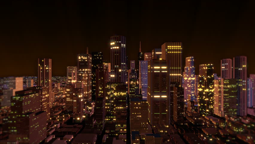 Downtown Metro City Skyline Aerial Loop