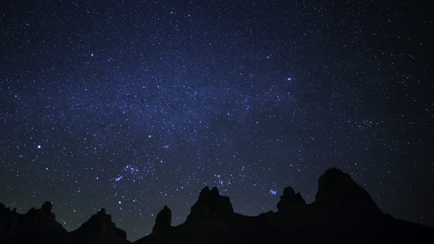 Astrophotography time lapse with pan left motion of starry sky over tufa towers at Trona Pinnacles, California | Shutterstock HD Video #17384293