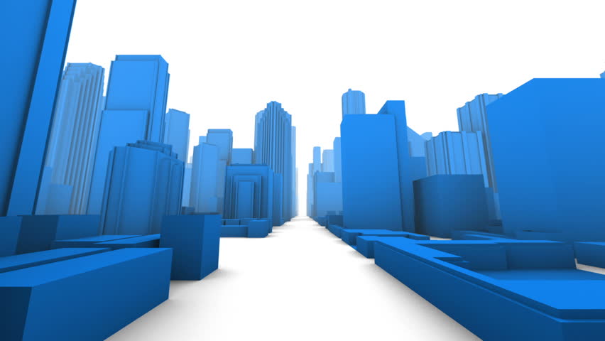 City Buildings Downtown 3D Fly Through Loop