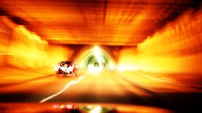 Lights Streaks Through Tunnel