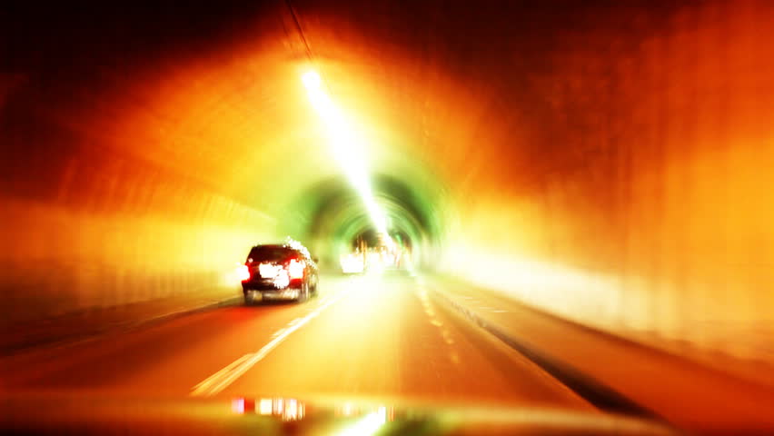 Lights Streaks Through Tunnel