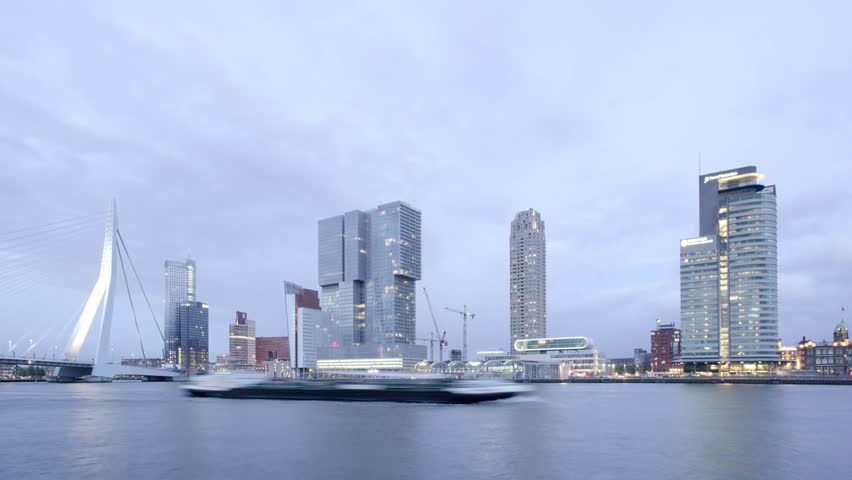 Rotterdam Skyline day night time lapse