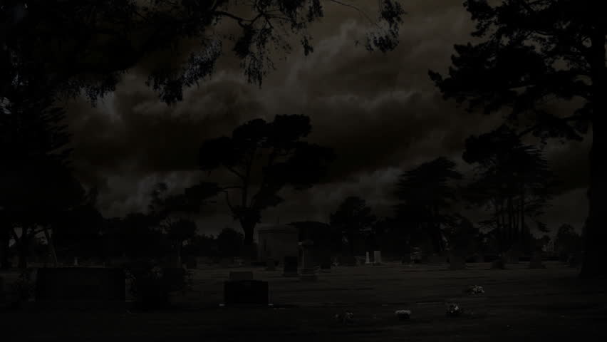Spooky Cemetery Night and Lightning HD