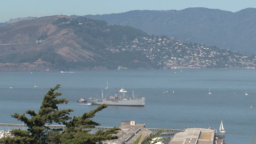SAN FRANCISCO, CA - CIRCA 2010: A Navy Ship navigates the bay waters during Fleet Week, circa 2010 in San Francisco, CA.