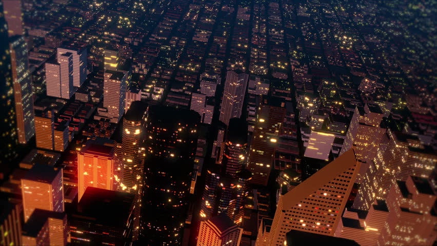 Downtown Metro City Skyline Fly Over Aerial Loop