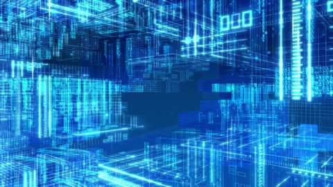 Digital Computer Grid Matrix Technology Stock Footage Video (100% ...