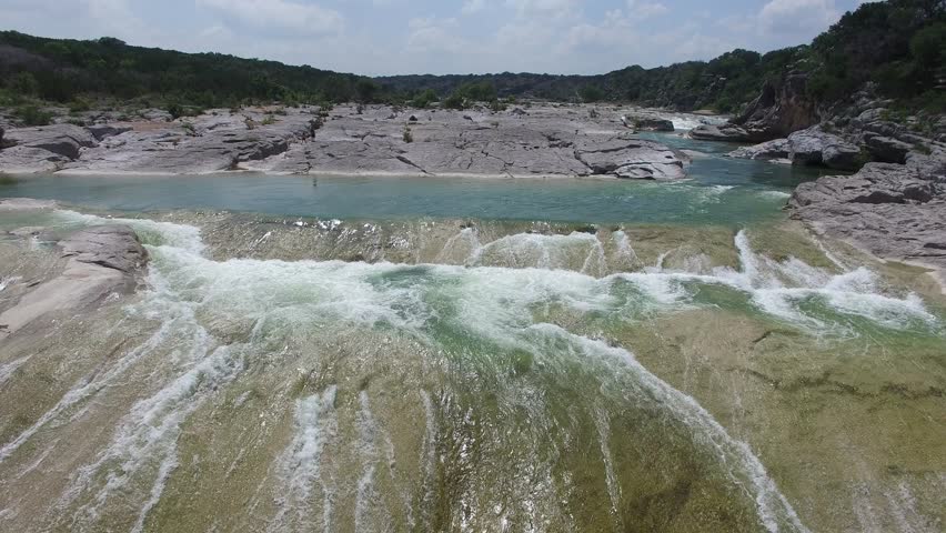 This is an aerial video of the Pedernales Falls.  Pedernales Falls is located in Johnson City Texas.