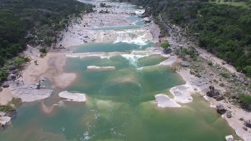 This is an aerial video of the Pedernales Falls.  Pedernales Falls is located in Johnson City Texas.