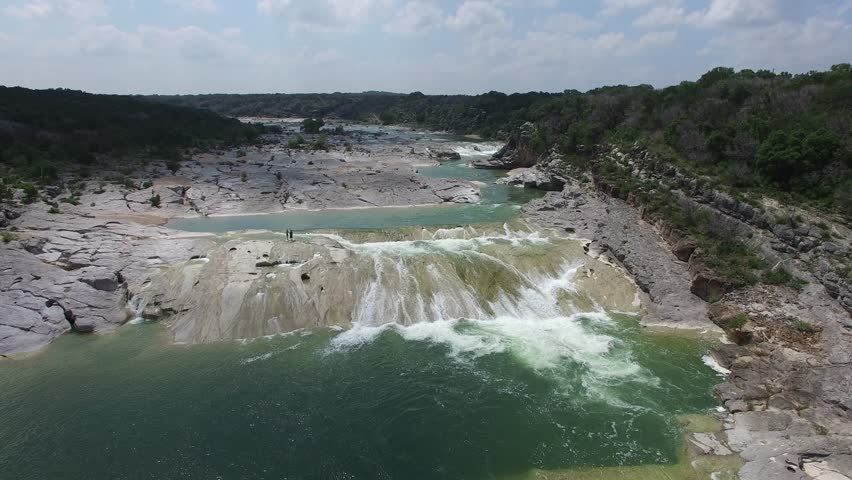 This is an aerial video of the Pedernales Falls.  Pedernales Falls is located in Johnson City Texas.