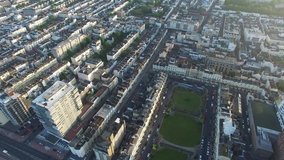 Brighton sea side and city panoramic view, landscape, 4K aerial video, Brighton, East Sussex, England, United Kingdom (UK)