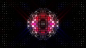 Disco ball and LEDs animation for music broadcast TV, night clubs, music videos, LED screens and projectors, glamour and fashion events, jazz, pops, funky and disco party. 