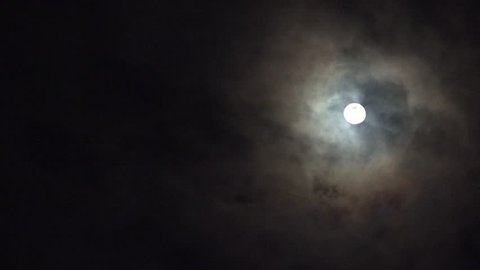 Ultra HD 4K Full Moon in Clouds on Sky in Night View, Moon Light, Evening Background 