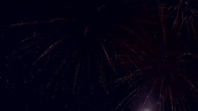Collage of colorful fireworks exploding in the night sky
