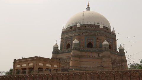 MULTAN, PAKISTAN - JUNE 17, 2016: View of Tomb of Shah Rukn-e-Alam in Multan Pakistan. Over 100,000 people visit this tomb every year from all over South Asia.