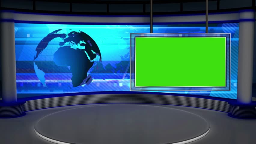 News Tv Studio Set Virtual Green Stock Footage Video (100% Royalty-free