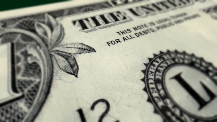 U.S. One Dollar Bill Macro Close-up Pan