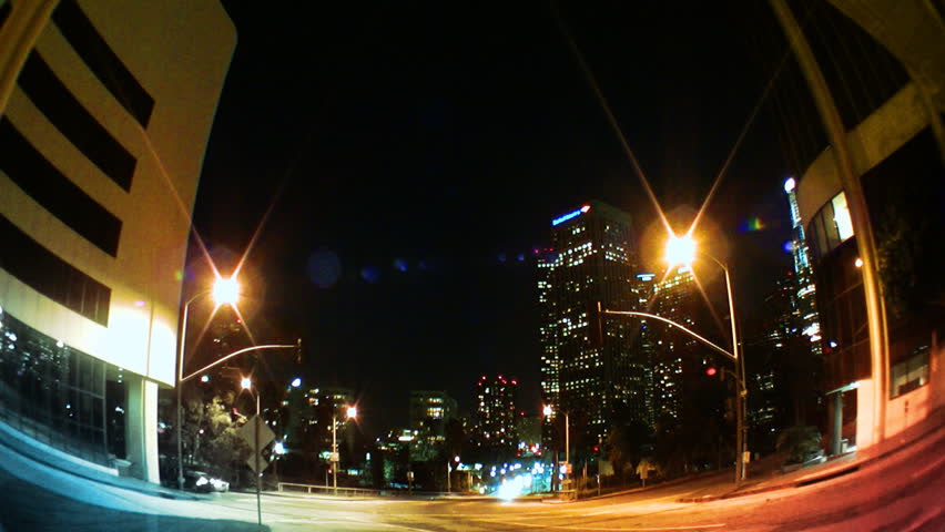 Los Angeles Traffic and Skyline at Night