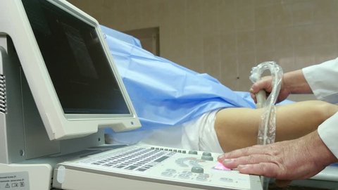 Kiev, Ukraine - May 5, 2016: doctor working with computer, ultrasound diagnostics  2