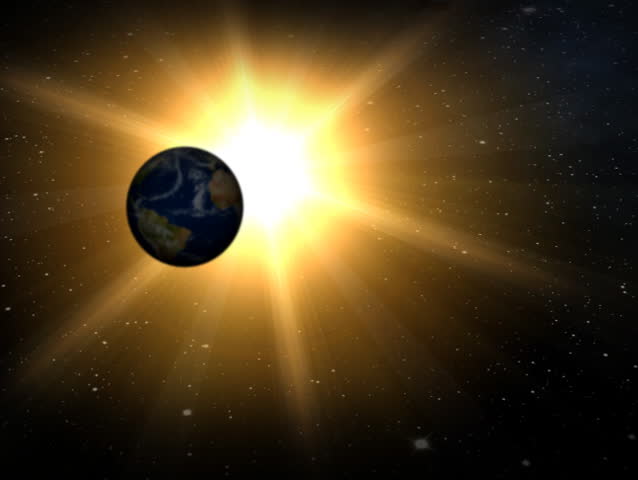 Earth and Sun Fly In 3D
