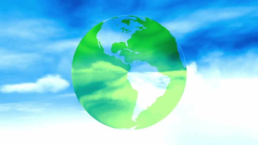 Green Earth Globe and Sky