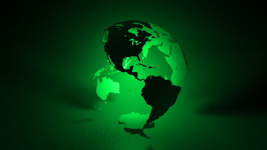 Earth Globe Glowing Green 3D Animation Loop