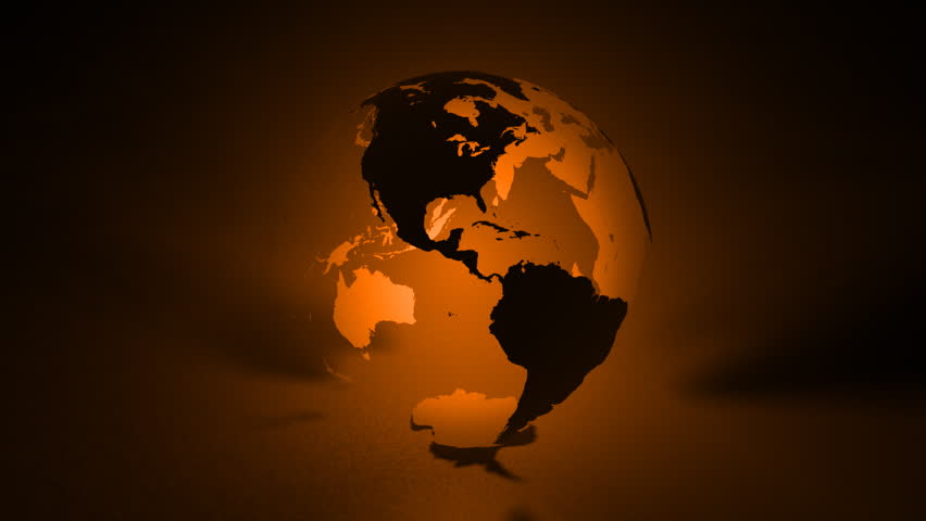 Earth Globe Glowing Orange 3D Animation Loop