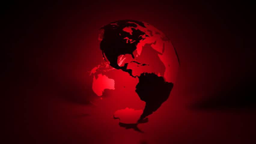 Earth Globe Glowing RED 3D Animation Loop