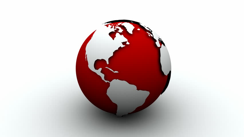 White and Red Earth Globe 3D