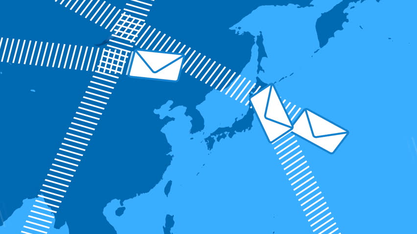 Email Envelopes Flying Around the World